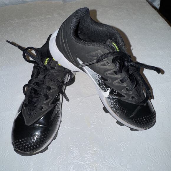 Nike Vapor BSBL Baseball Cleats Youth Size 1 Y 1Y Black White Neon Yellow - Picture 1 of 9